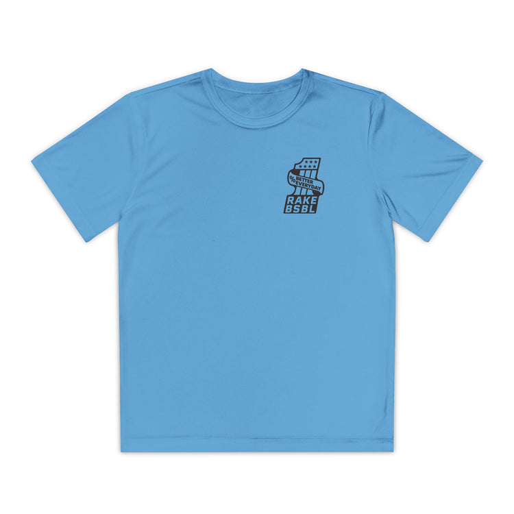 Kids One Percent Better Dry Fit Tee - Rake Baseball Company - RAKE BASEBALL | BASEBALL T-SHIRT | BASEBALL CLOTHING | GOOD VIBES ONLY