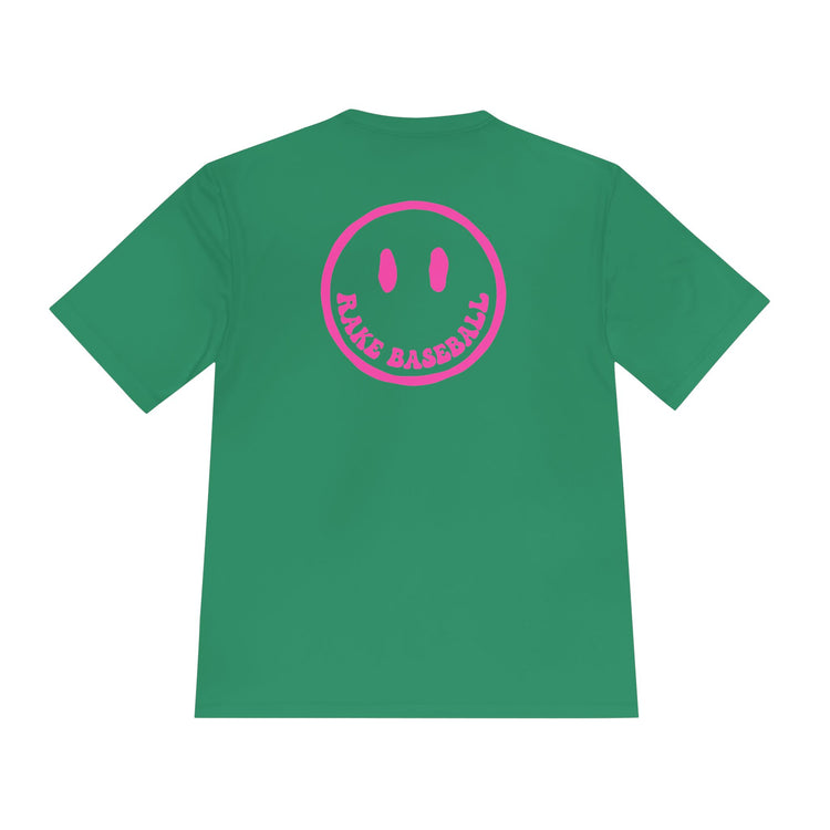 Rake Smile Dry Fit Tee - Rake Baseball Company - RAKE BASEBALL | BASEBALL T-SHIRT | BASEBALL CLOTHING | GOOD VIBES ONLY