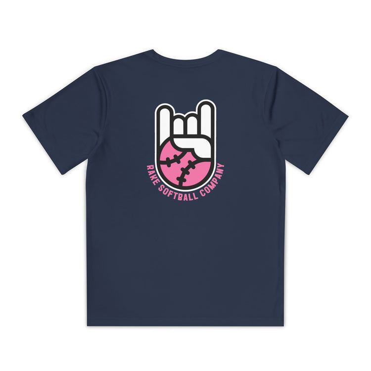 Kids Rake Softball Company Dry Fit Tee - Rake Baseball Company - RAKE BASEBALL | BASEBALL T-SHIRT | BASEBALL CLOTHING | GOOD VIBES ONLY