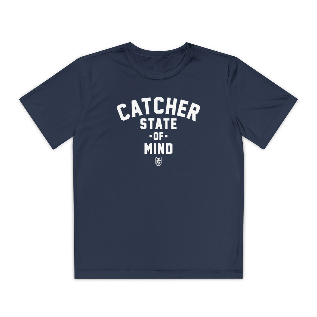 Kids Catcher State Of Mind Dry Fit Tee - Rake Baseball Company - RAKE BASEBALL | BASEBALL T-SHIRT | BASEBALL CLOTHING | GOOD VIBES ONLY