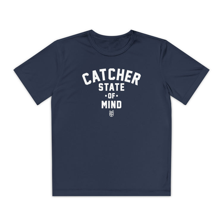Kids Catcher State Of Mind Dry Fit Tee - Rake Baseball Company - RAKE BASEBALL | BASEBALL T-SHIRT | BASEBALL CLOTHING | GOOD VIBES ONLY