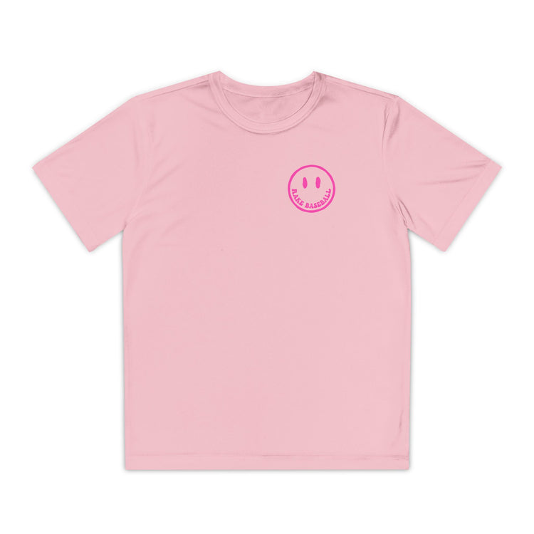 Kids Rake Smile Dry Fit Tee - Rake Baseball Company - RAKE BASEBALL | BASEBALL T-SHIRT | BASEBALL CLOTHING | GOOD VIBES ONLY