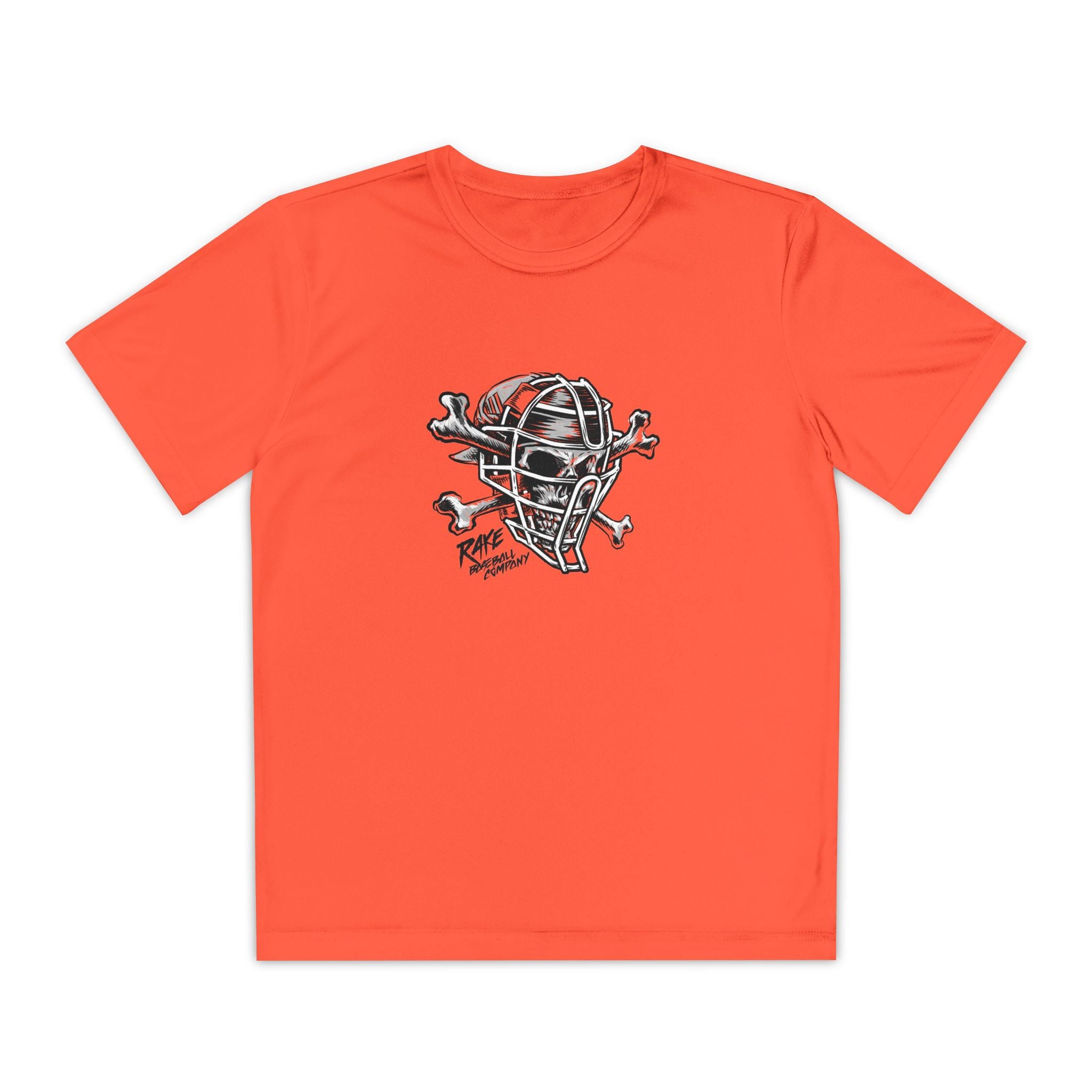 Kids Catcher's Skull Dry Fit Tee - Rake Baseball Company - RAKE BASEBALL | BASEBALL T-SHIRT | BASEBALL CLOTHING | GOOD VIBES ONLY
