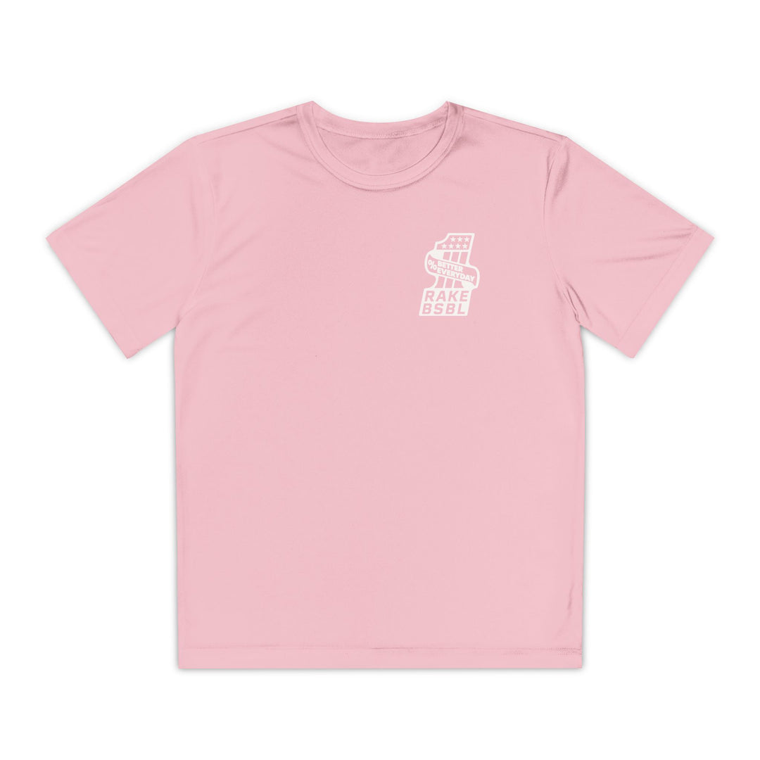 Kids One Percent Better Dry Fit Tee - Rake Baseball Company - RAKE BASEBALL | BASEBALL T-SHIRT | BASEBALL CLOTHING | GOOD VIBES ONLY
