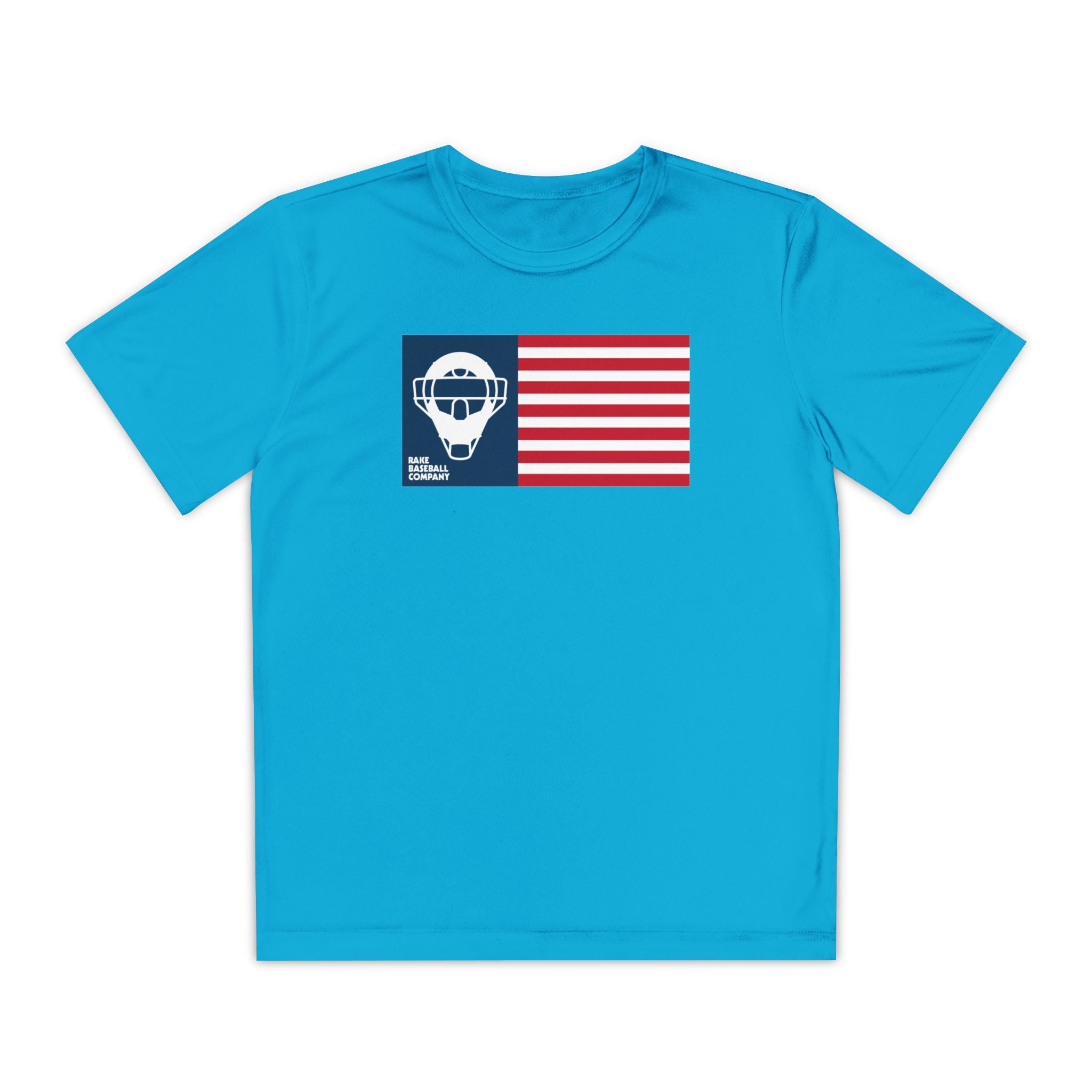 Kids Catcher's Mask Flag Dry Fit Tee - Rake Baseball Company - RAKE BASEBALL | BASEBALL T-SHIRT | BASEBALL CLOTHING | GOOD VIBES ONLY