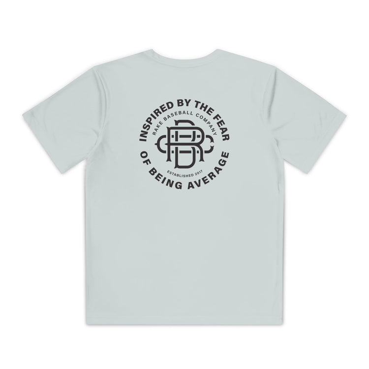 Kids Fear of Being Average Dry Fit Tee - Rake Baseball Company - RAKE BASEBALL | BASEBALL T-SHIRT | BASEBALL CLOTHING | GOOD VIBES ONLY