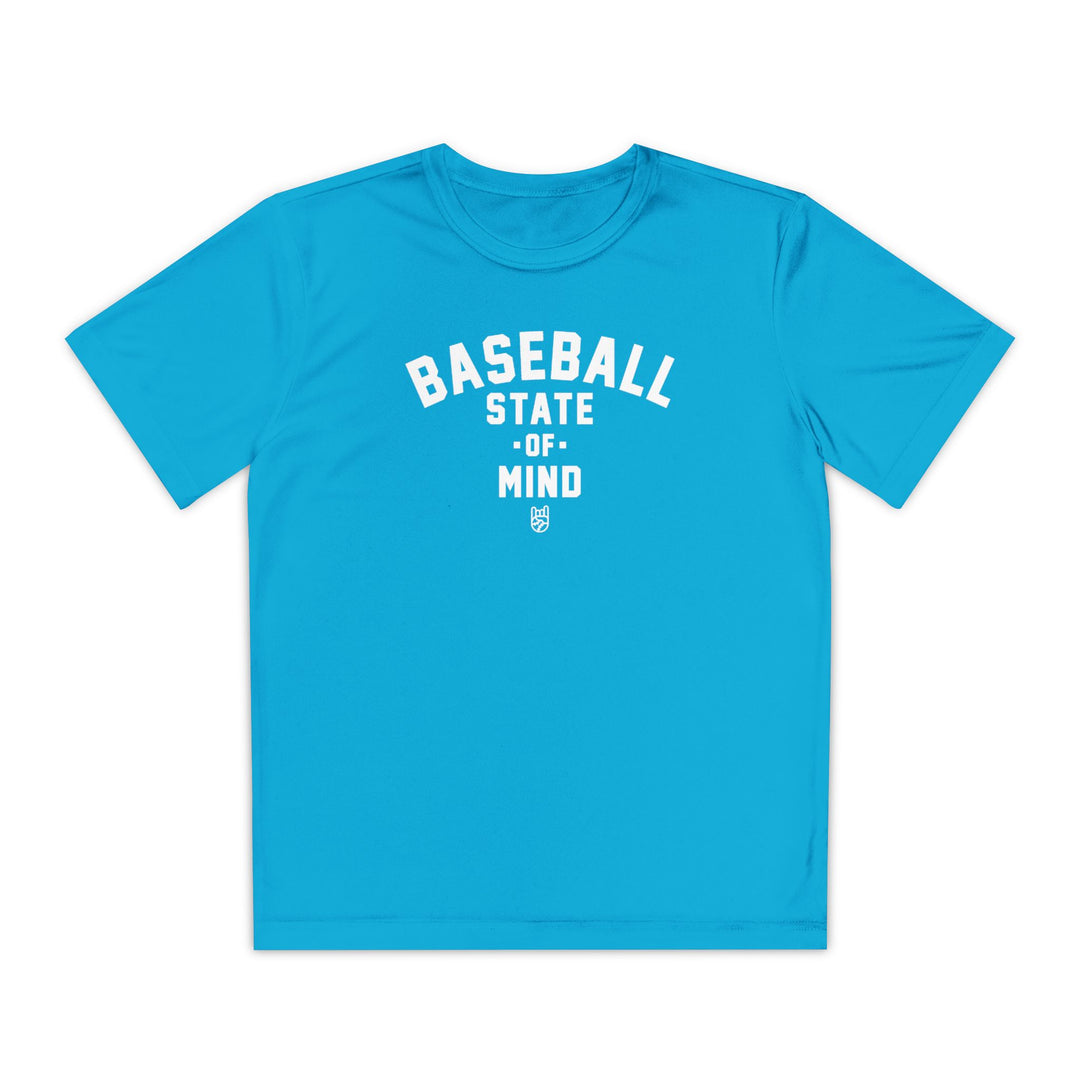 Kids Baseball State Of Mind Dry Fit Tee - Rake Baseball Company - RAKE BASEBALL | BASEBALL T-SHIRT | BASEBALL CLOTHING | GOOD VIBES ONLY