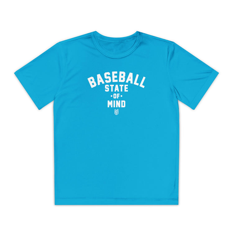 Kids Baseball State Of Mind Dry Fit Tee - Rake Baseball Company - RAKE BASEBALL | BASEBALL T-SHIRT | BASEBALL CLOTHING | GOOD VIBES ONLY