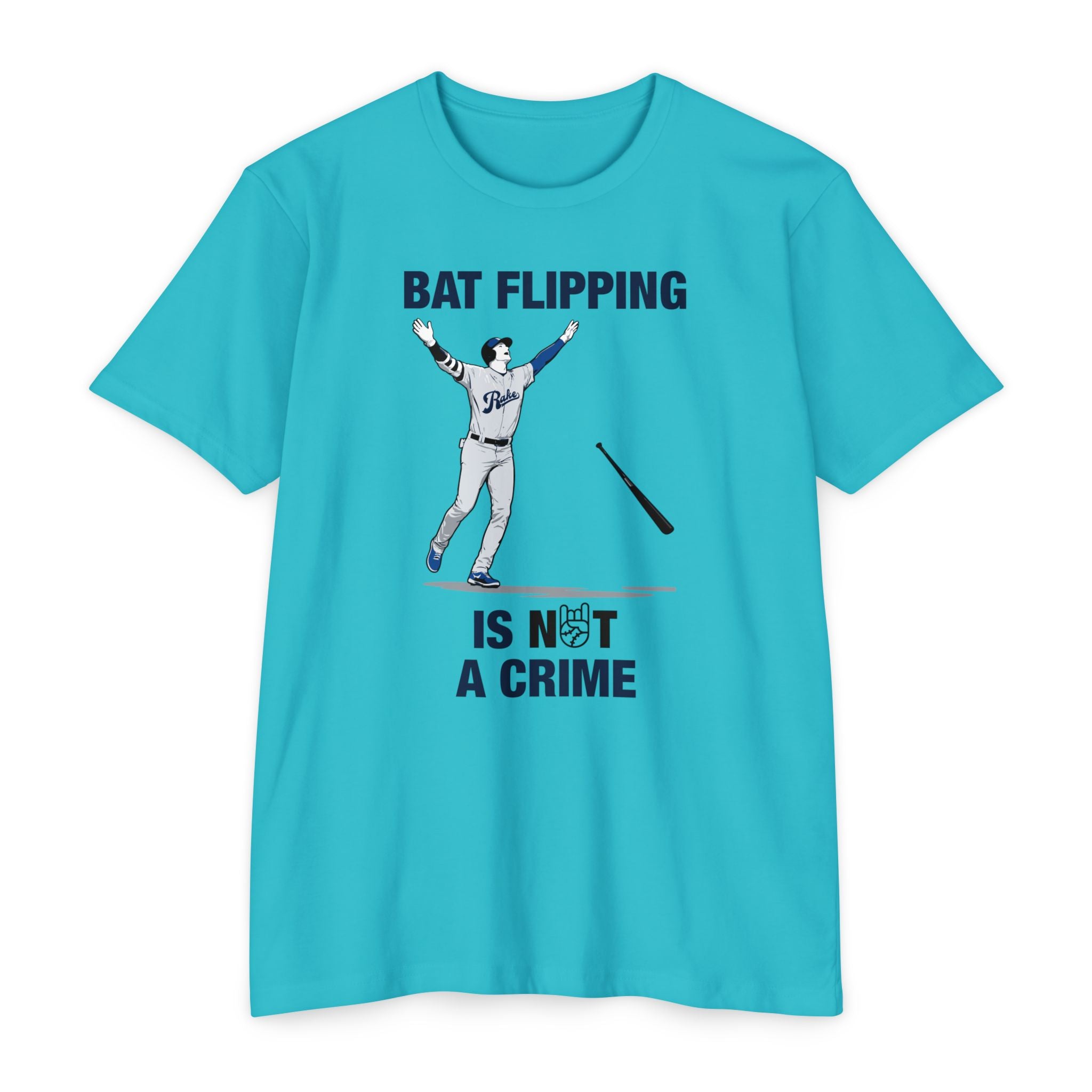 Bat Flipping Is Not A Crime Tee - Rake Baseball Company - RAKE BASEBALL | BASEBALL T-SHIRT | BASEBALL CLOTHING | GOOD VIBES ONLY