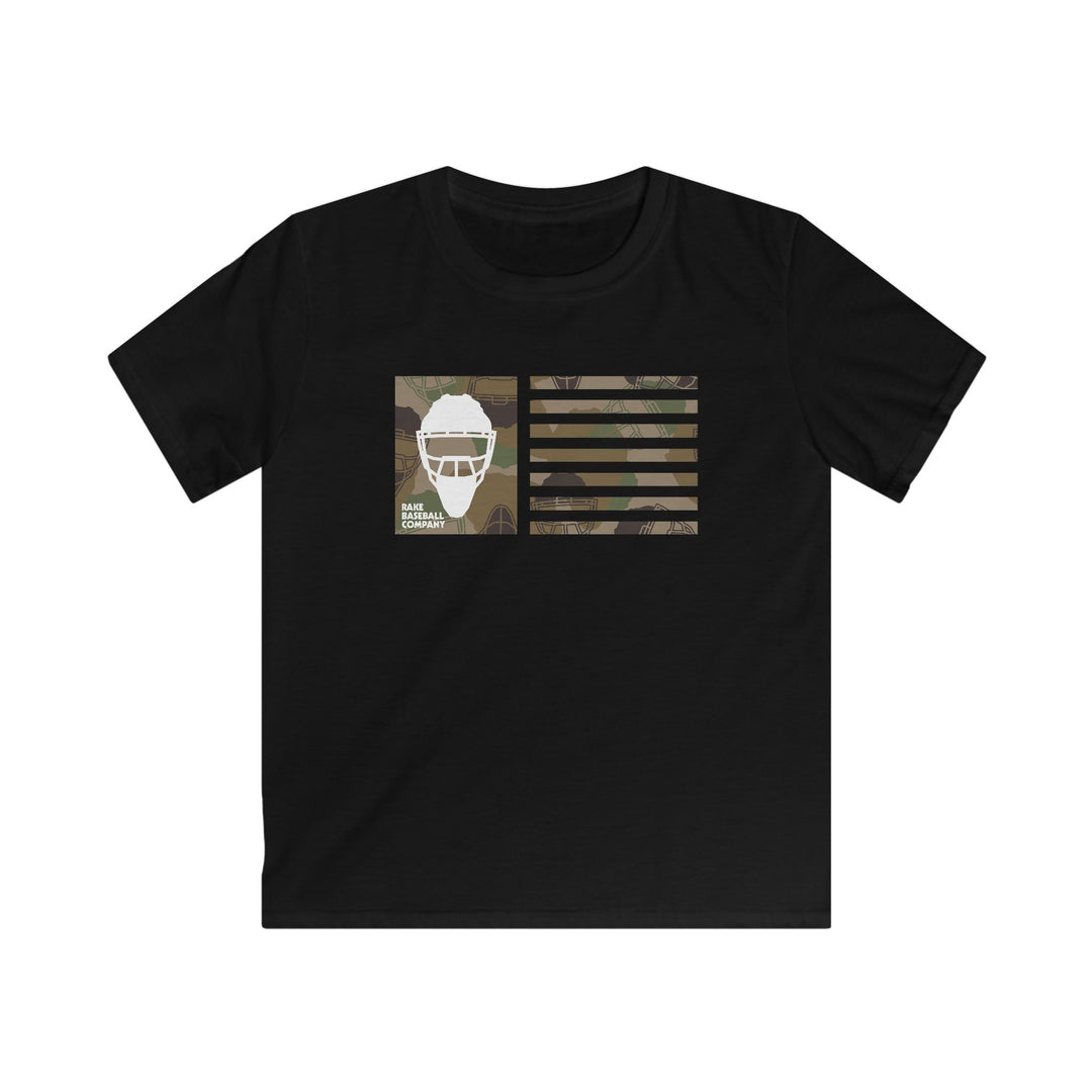 Kids Camo Hockey Mask Flag Tee