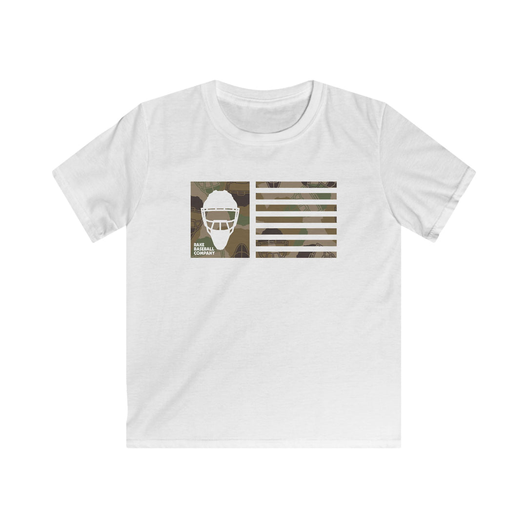 Kids Camo Hockey Mask Flag Tee