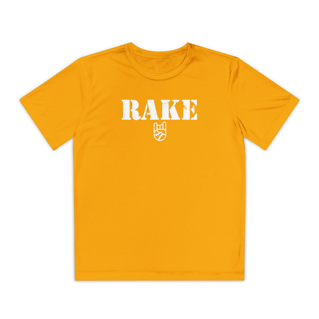 Kids Rake Stencil Dry Fit Tee - Rake Baseball Company - RAKE BASEBALL | BASEBALL T-SHIRT | BASEBALL CLOTHING | GOOD VIBES ONLY
