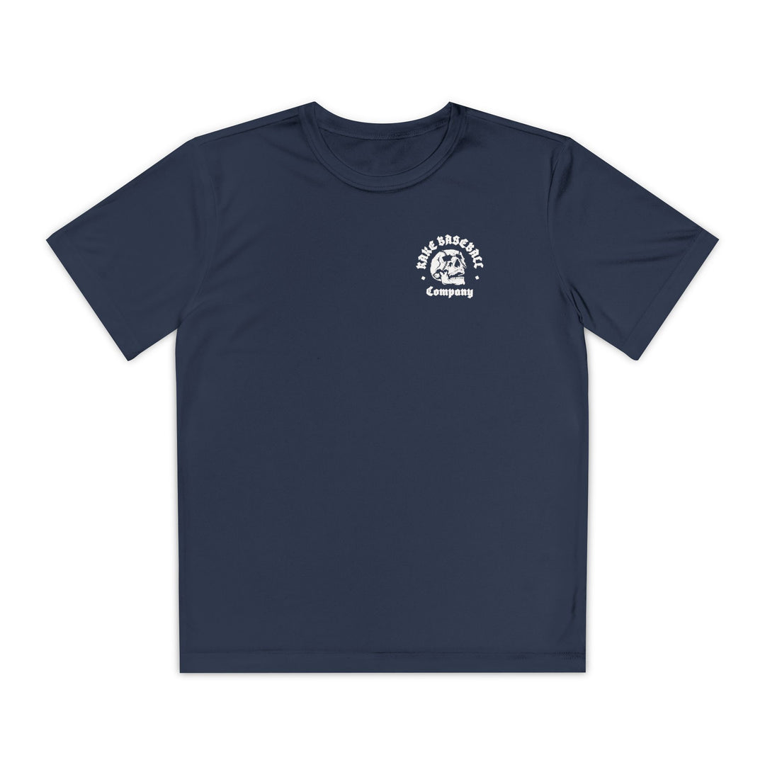 Kids Skull Work For It Dry Fit Tee - Rake Baseball Company - RAKE BASEBALL | BASEBALL T-SHIRT | BASEBALL CLOTHING | GOOD VIBES ONLY