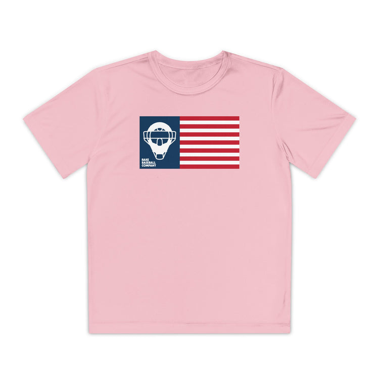 Kids Catcher's Mask Flag Dry Fit Tee - Rake Baseball Company - RAKE BASEBALL | BASEBALL T-SHIRT | BASEBALL CLOTHING | GOOD VIBES ONLY