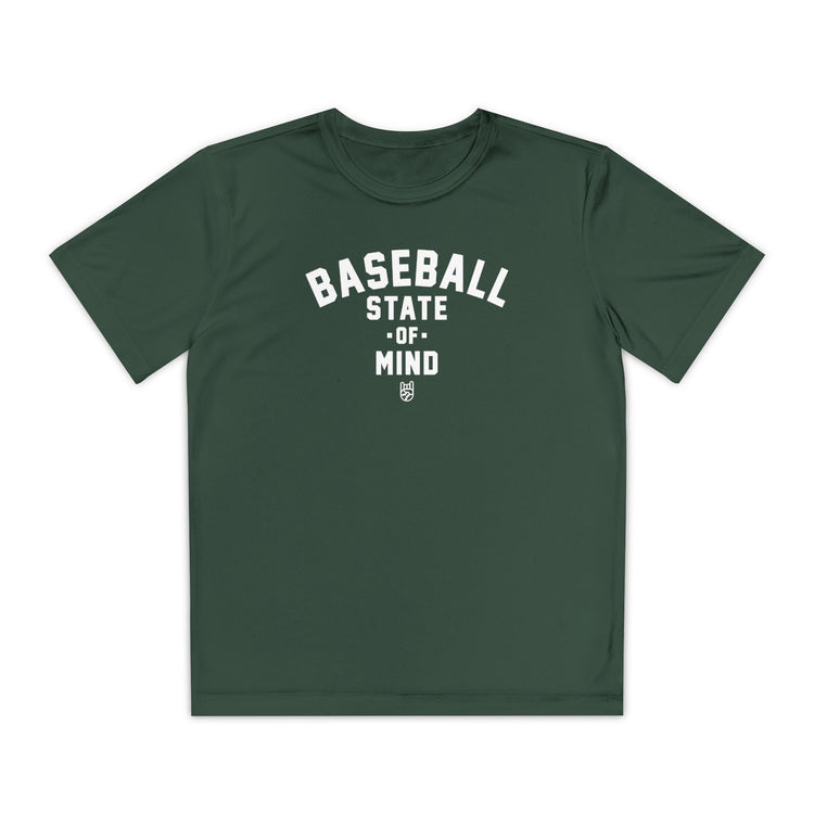 Kids Baseball State Of Mind Dry Fit Tee - Rake Baseball Company - RAKE BASEBALL | BASEBALL T-SHIRT | BASEBALL CLOTHING | GOOD VIBES ONLY