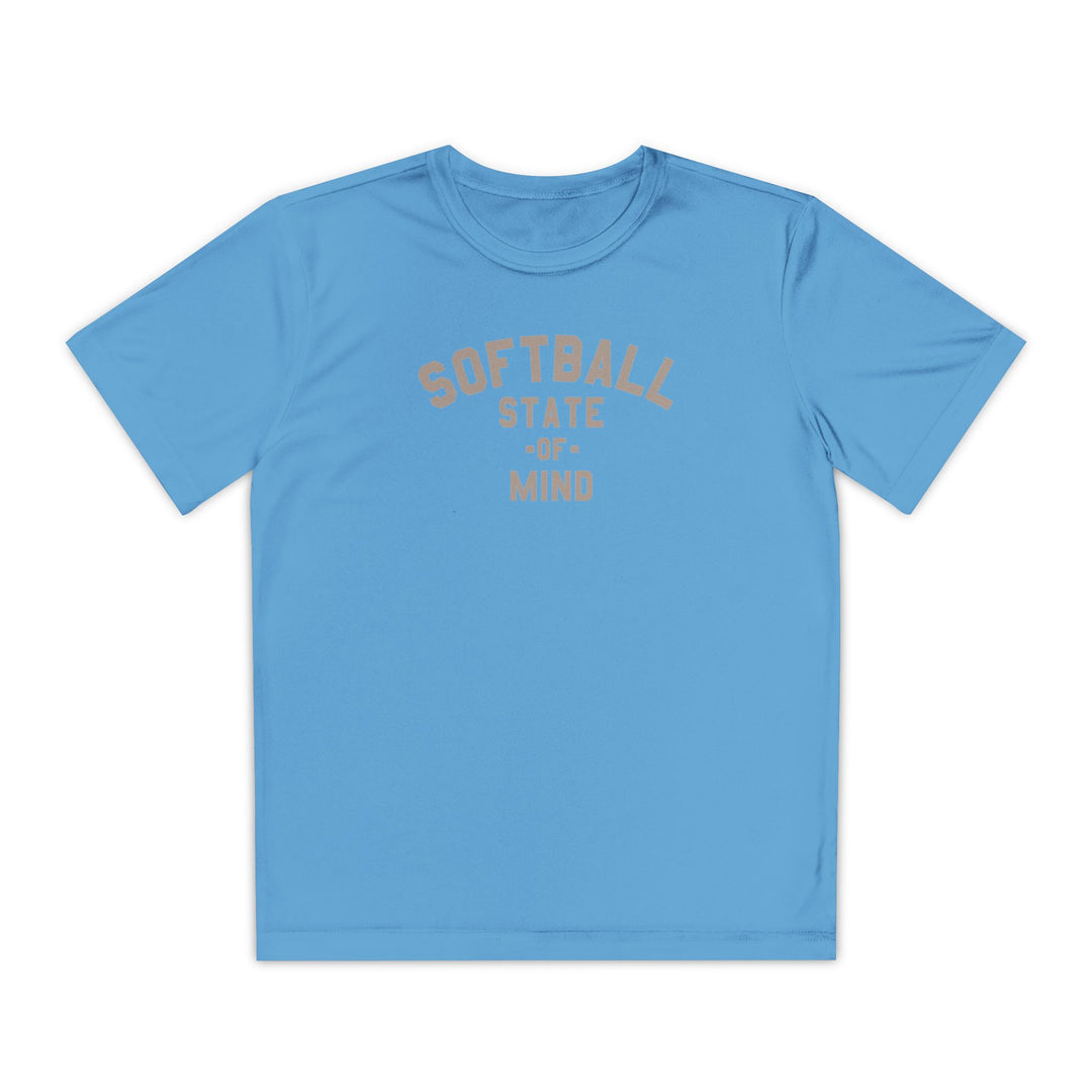 Kids Softball State Of Mind Dry Fit Tee - Rake Baseball Company - RAKE BASEBALL | BASEBALL T-SHIRT | BASEBALL CLOTHING | GOOD VIBES ONLY