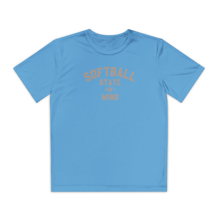 Kids Softball State Of Mind Dry Fit Tee - Rake Baseball Company - RAKE BASEBALL | BASEBALL T-SHIRT | BASEBALL CLOTHING | GOOD VIBES ONLY