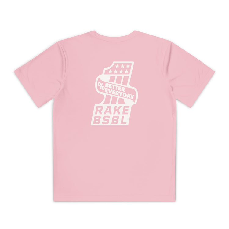 Kids One Percent Better Dry Fit Tee - Rake Baseball Company - RAKE BASEBALL | BASEBALL T-SHIRT | BASEBALL CLOTHING | GOOD VIBES ONLY