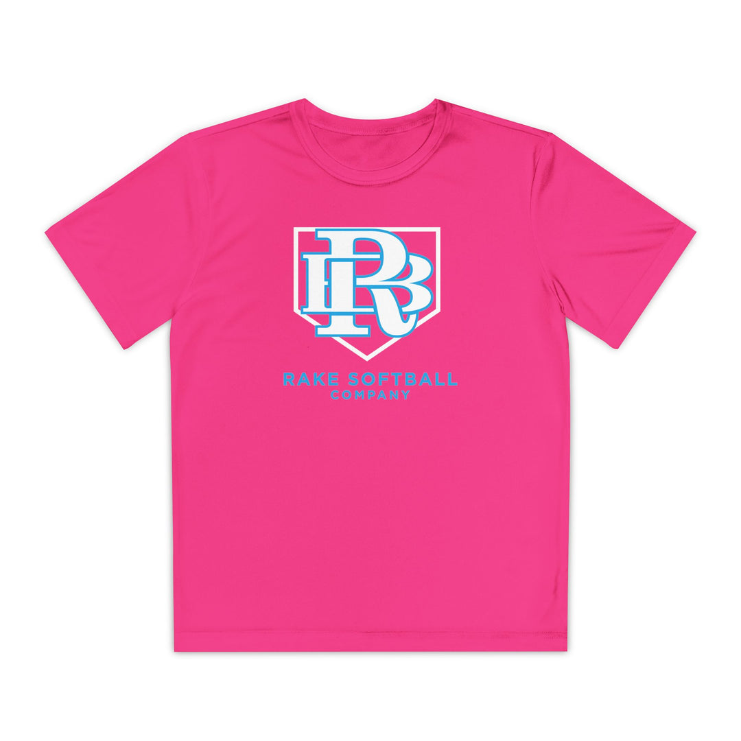 Kids RB Homeplate Softball Dry Fit Tee - Rake Baseball Company - RAKE BASEBALL | BASEBALL T-SHIRT | BASEBALL CLOTHING | GOOD VIBES ONLY