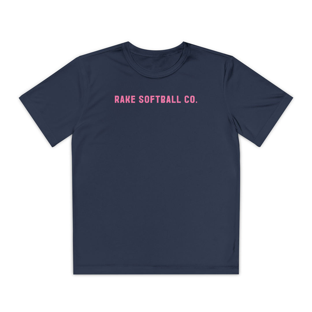 Kids Rake Softball Company Dry Fit Tee - Rake Baseball Company - RAKE BASEBALL | BASEBALL T-SHIRT | BASEBALL CLOTHING | GOOD VIBES ONLY