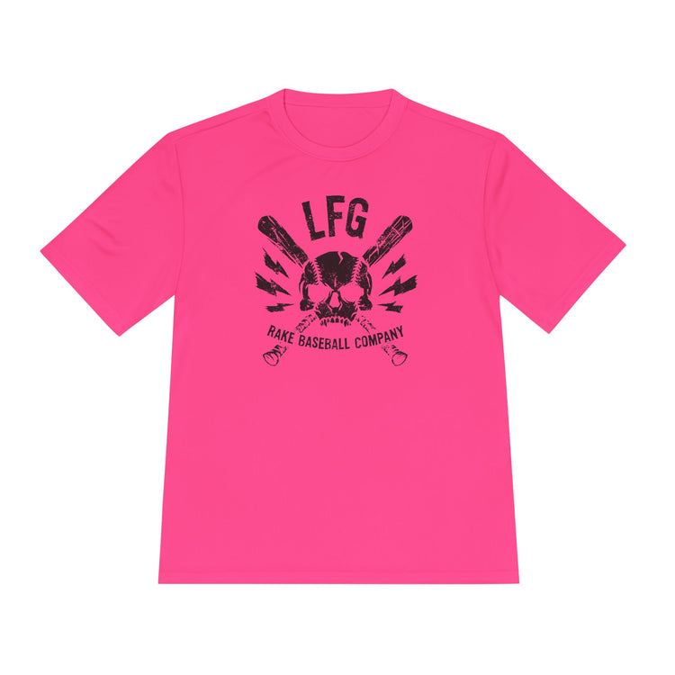 LFG Baseball Skull Dry Fit Tee - Rake Baseball Company - RAKE BASEBALL | BASEBALL T-SHIRT | BASEBALL CLOTHING | GOOD VIBES ONLY