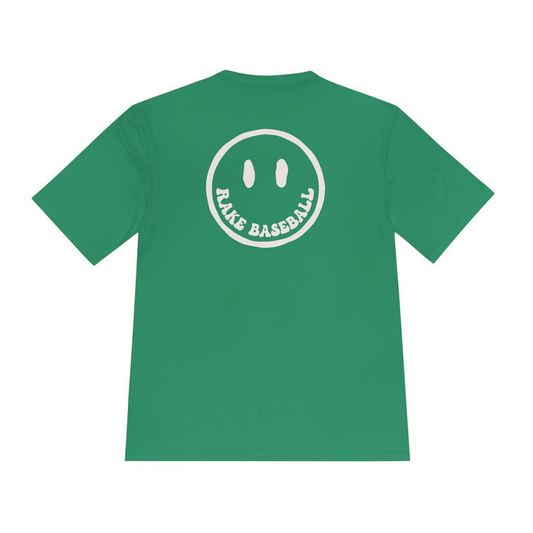 Rake Smile Dry Fit Tee - Rake Baseball Company - RAKE BASEBALL | BASEBALL T-SHIRT | BASEBALL CLOTHING | GOOD VIBES ONLY