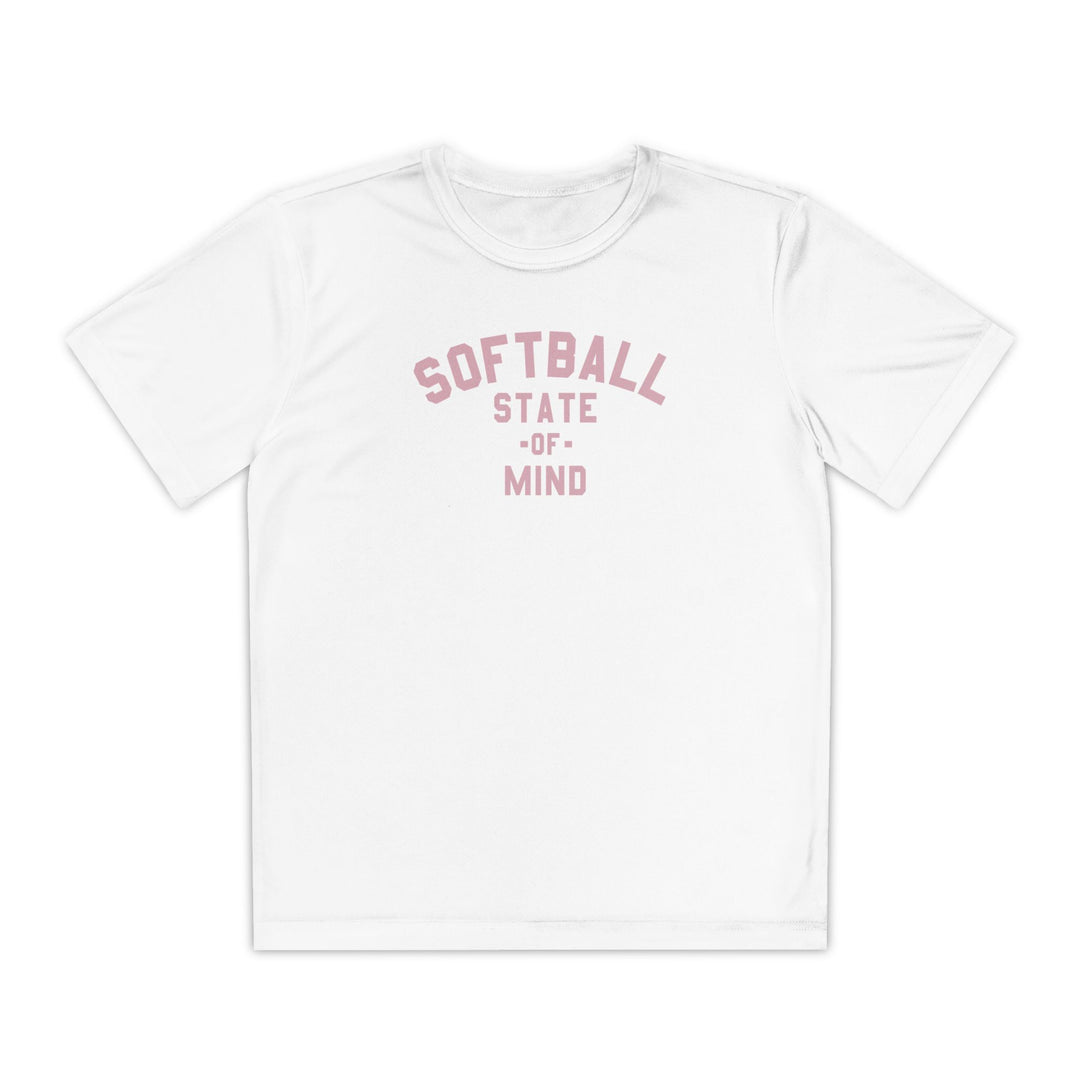 Kids Softball State Of Mind Dry Fit Tee - Rake Baseball Company - RAKE BASEBALL | BASEBALL T-SHIRT | BASEBALL CLOTHING | GOOD VIBES ONLY