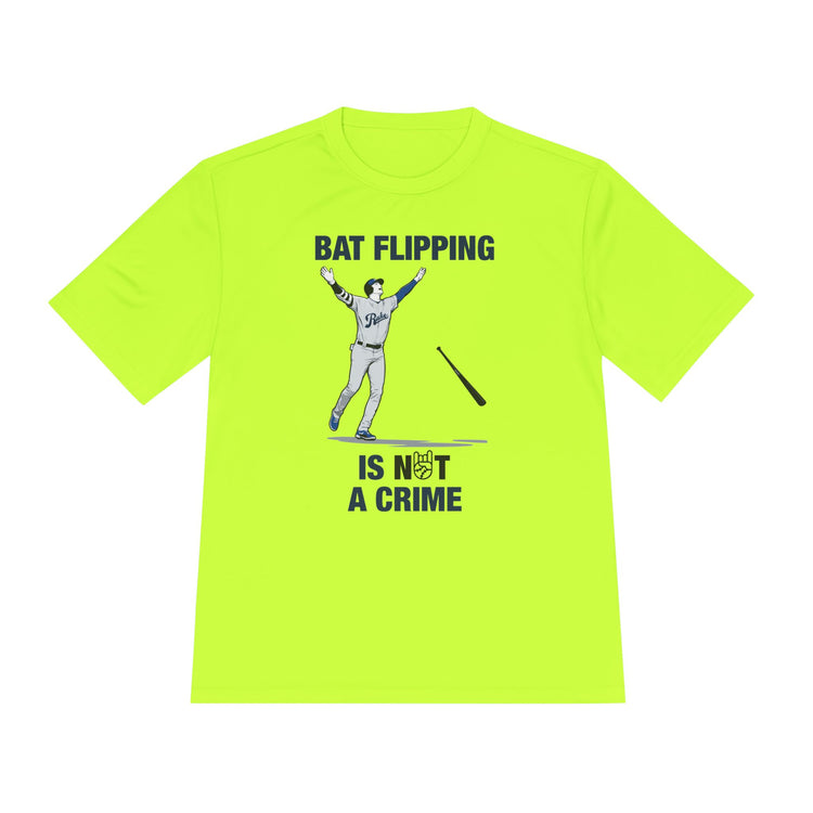 Bat Flipping Is Not A Crime Dry Fit Tee - Rake Baseball Company - RAKE BASEBALL | BASEBALL T-SHIRT | BASEBALL CLOTHING | GOOD VIBES ONLY