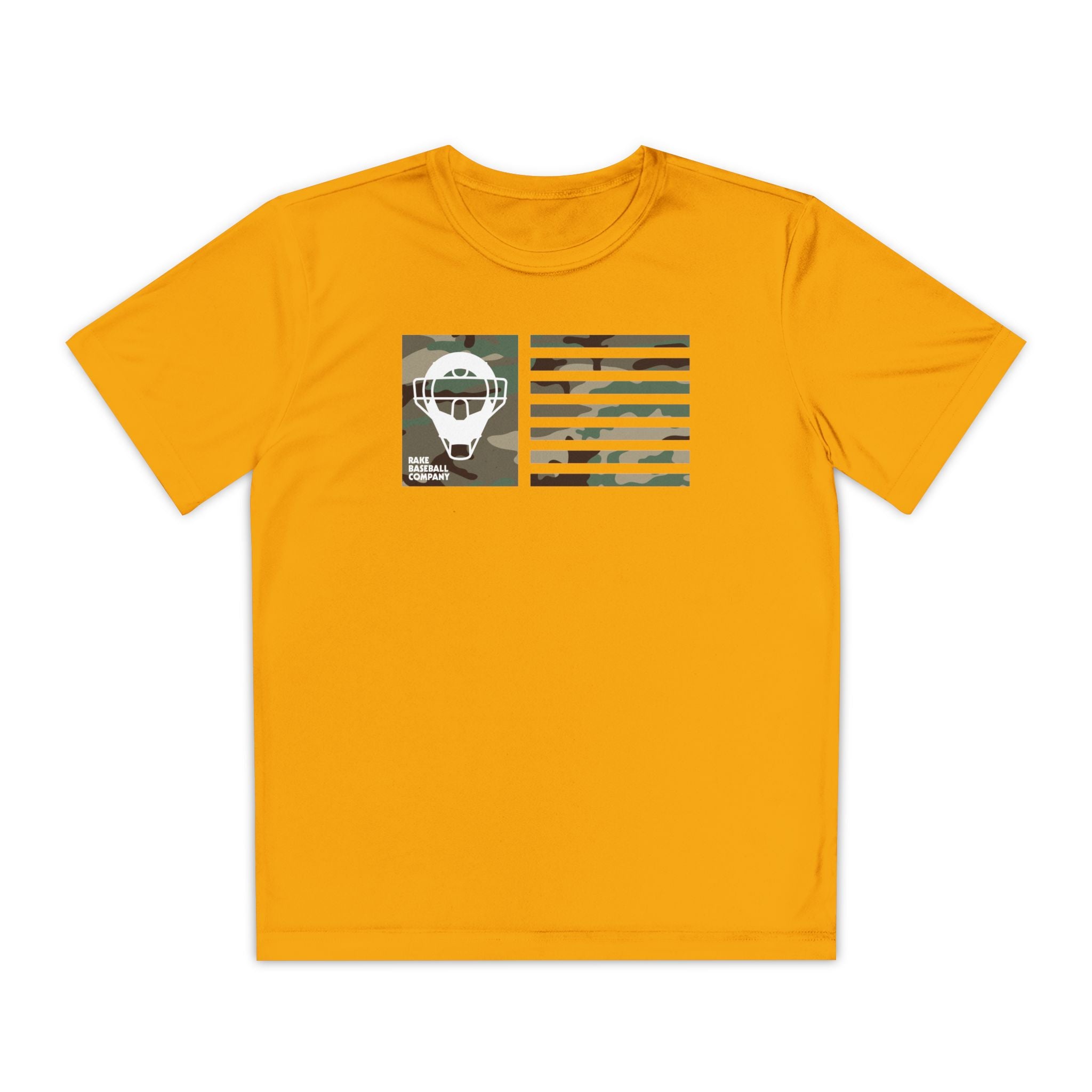 Kids Came Catchers Mask Flag Dry Fit Tee - Rake Baseball Company - RAKE BASEBALL | BASEBALL T-SHIRT | BASEBALL CLOTHING | GOOD VIBES ONLY