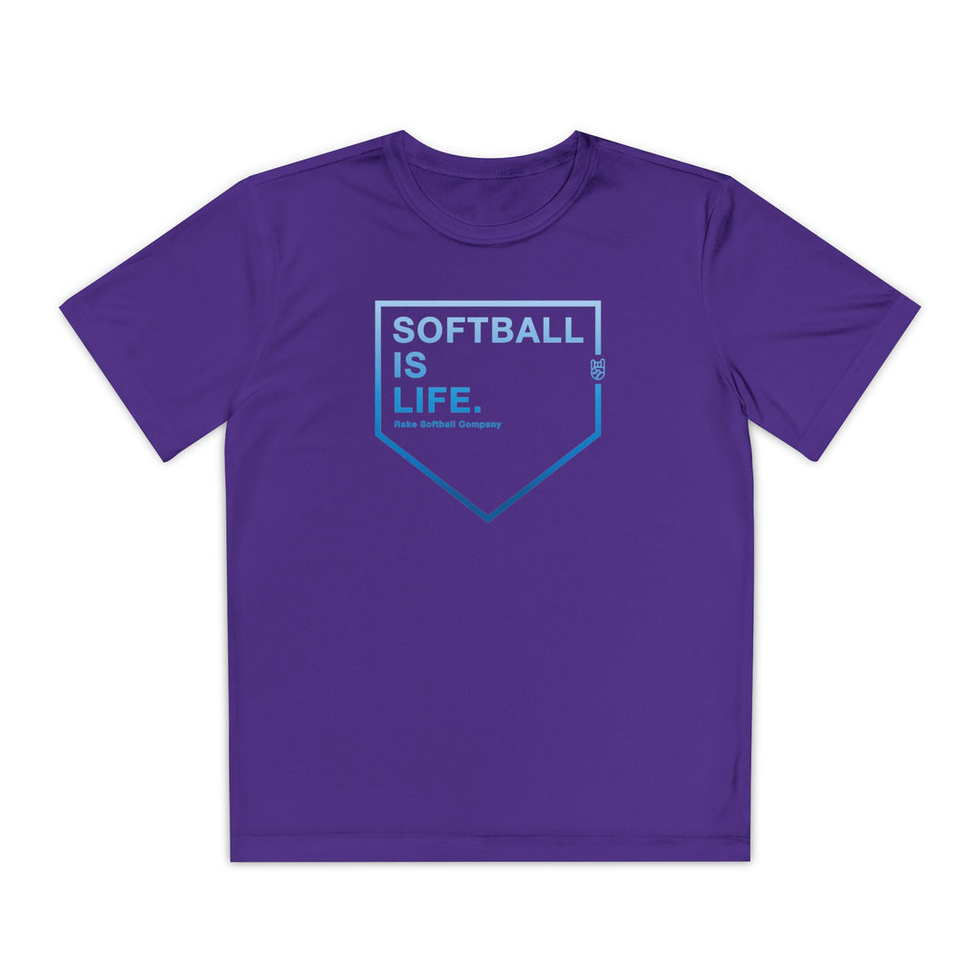 Kids Softball Is Life Dry Fit Tee - Rake Baseball Company - RAKE BASEBALL | BASEBALL T-SHIRT | BASEBALL CLOTHING | GOOD VIBES ONLY