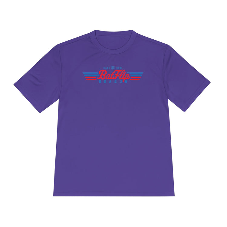 Bat Flip Season Dry Fit Tee - Rake Baseball Company - RAKE BASEBALL | BASEBALL T-SHIRT | BASEBALL CLOTHING | GOOD VIBES ONLY