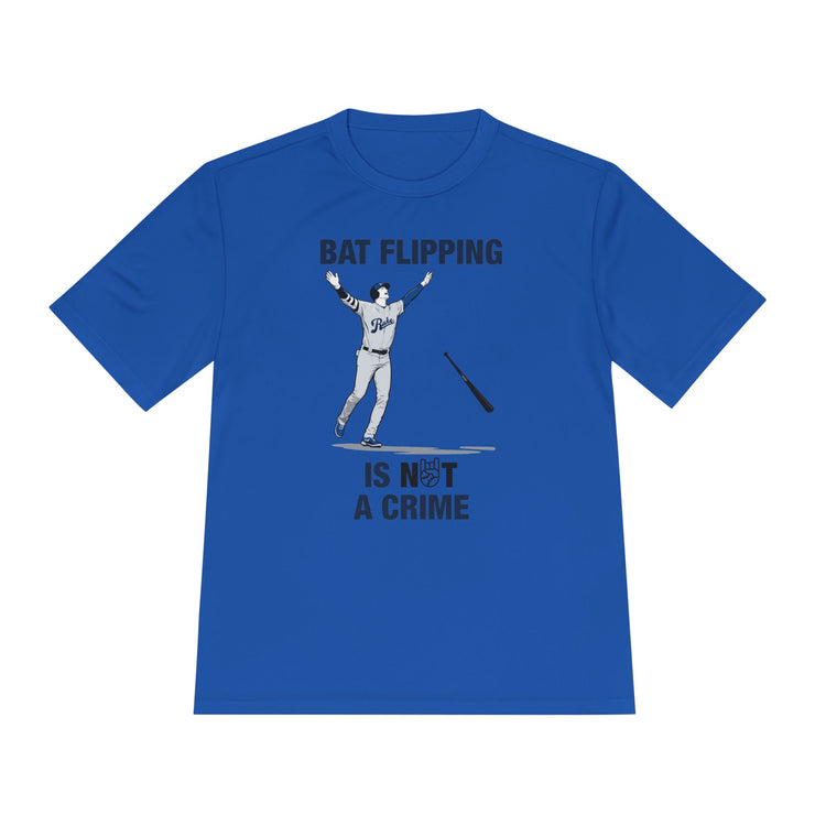 Bat Flipping Is Not A Crime Dry Fit Tee - Rake Baseball Company - RAKE BASEBALL | BASEBALL T-SHIRT | BASEBALL CLOTHING | GOOD VIBES ONLY