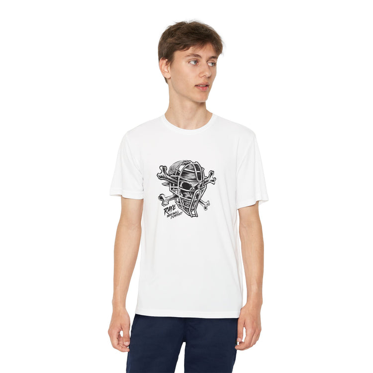 Kids Catcher's Skull Dry Fit Tee - Rake Baseball Company - RAKE BASEBALL | BASEBALL T-SHIRT | BASEBALL CLOTHING | GOOD VIBES ONLY