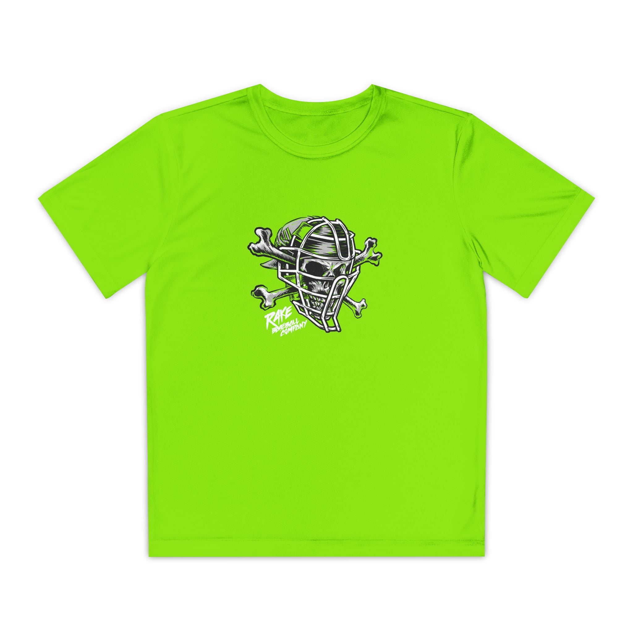 Kids Catcher's Skull Dry Fit Tee - Rake Baseball Company - RAKE BASEBALL | BASEBALL T-SHIRT | BASEBALL CLOTHING | GOOD VIBES ONLY