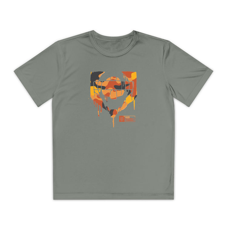 Kids Catcher's Drip Orange Camo Dry Fit Tee - Rake Baseball Company - RAKE BASEBALL | BASEBALL T-SHIRT | BASEBALL CLOTHING | GOOD VIBES ONLY
