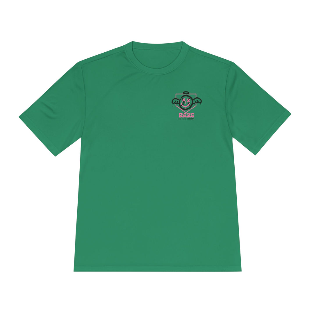 She Angel Drip Softball Dry Fit Tee - Rake Baseball Company - RAKE BASEBALL | BASEBALL T-SHIRT | BASEBALL CLOTHING | GOOD VIBES ONLY
