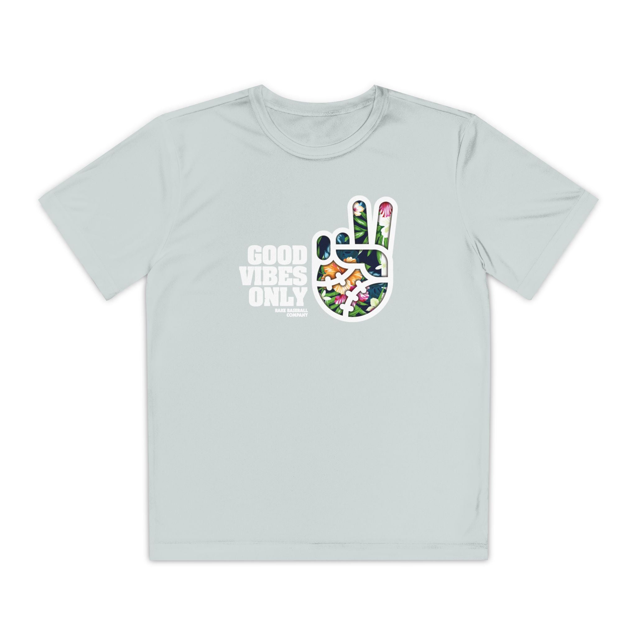 Kids GVO Floral Edition Dry Fit Tee - Rake Baseball Company - RAKE BASEBALL | BASEBALL T-SHIRT | BASEBALL CLOTHING | GOOD VIBES ONLY