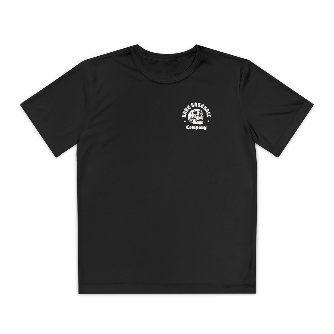Kids Skull Work For It Dry Fit Tee - Rake Baseball Company - RAKE BASEBALL | BASEBALL T-SHIRT | BASEBALL CLOTHING | GOOD VIBES ONLY