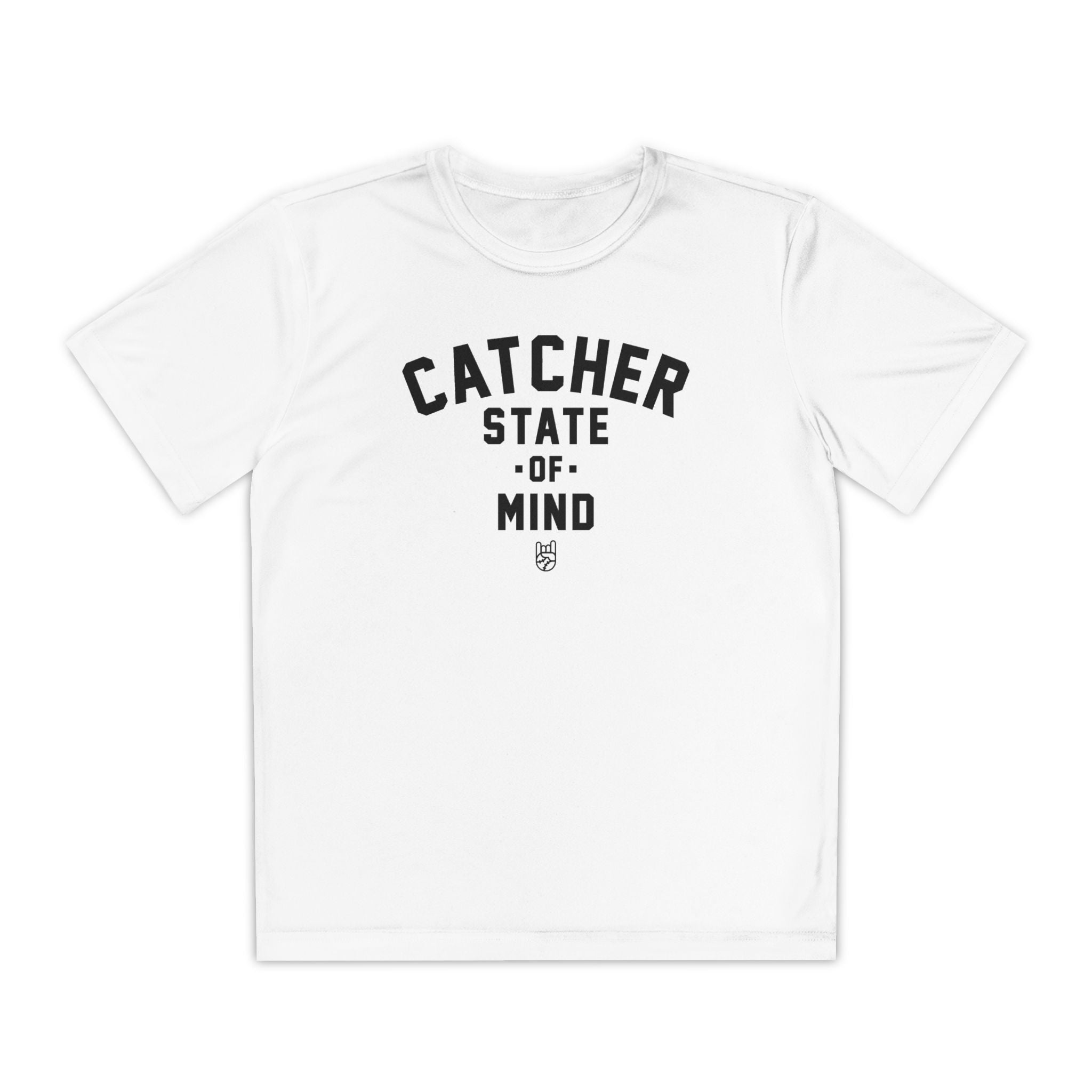 Kids Catcher State Of Mind Dry Fit Tee - Rake Baseball Company - RAKE BASEBALL | BASEBALL T-SHIRT | BASEBALL CLOTHING | GOOD VIBES ONLY