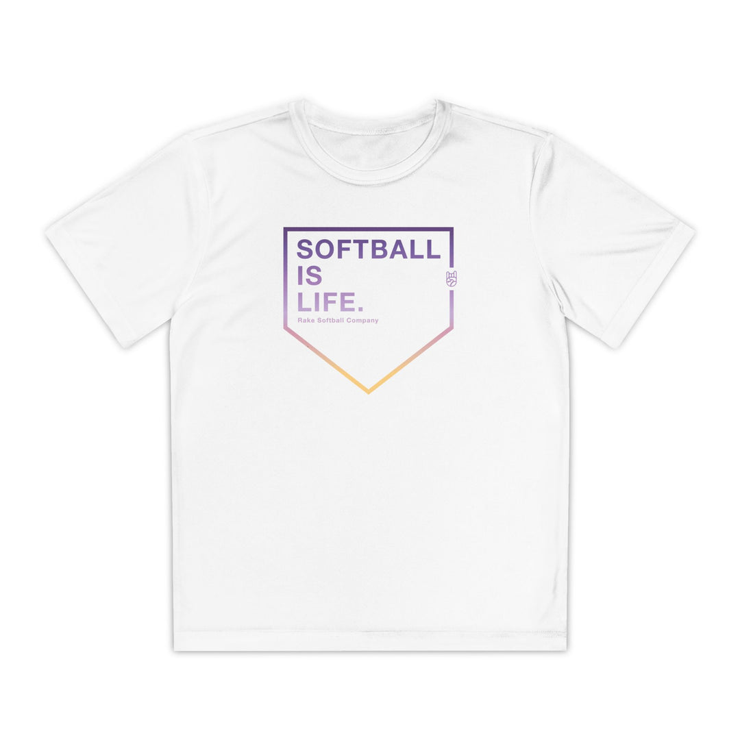 Kids Softball Is Life Dry Fit Tee - Rake Baseball Company - RAKE BASEBALL | BASEBALL T-SHIRT | BASEBALL CLOTHING | GOOD VIBES ONLY