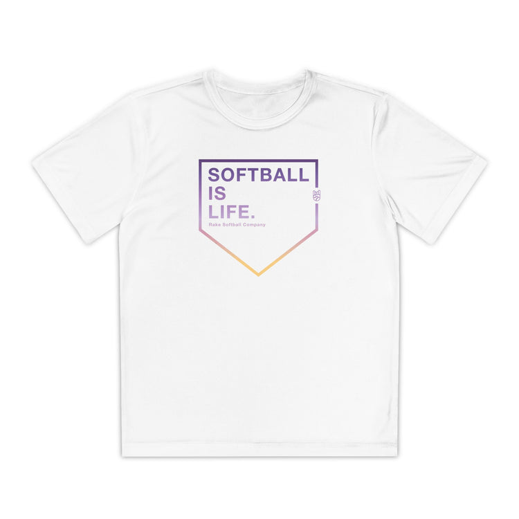 Kids Softball Is Life Dry Fit Tee - Rake Baseball Company - RAKE BASEBALL | BASEBALL T-SHIRT | BASEBALL CLOTHING | GOOD VIBES ONLY