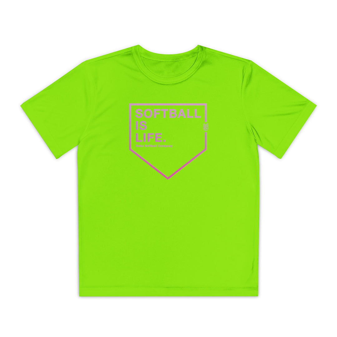 Kids Softball Is Life Dry Fit Tee - Rake Baseball Company - RAKE BASEBALL | BASEBALL T-SHIRT | BASEBALL CLOTHING | GOOD VIBES ONLY