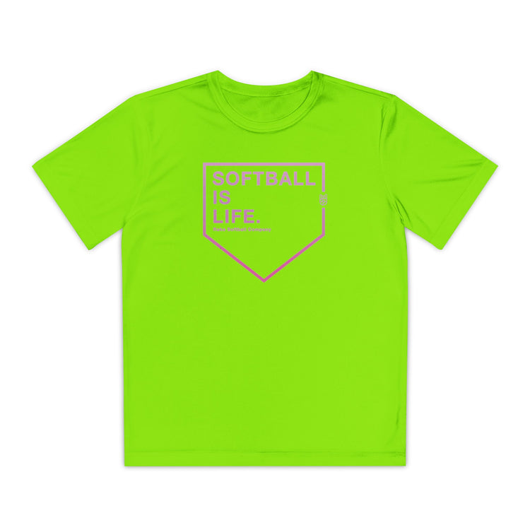 Kids Softball Is Life Dry Fit Tee - Rake Baseball Company - RAKE BASEBALL | BASEBALL T-SHIRT | BASEBALL CLOTHING | GOOD VIBES ONLY