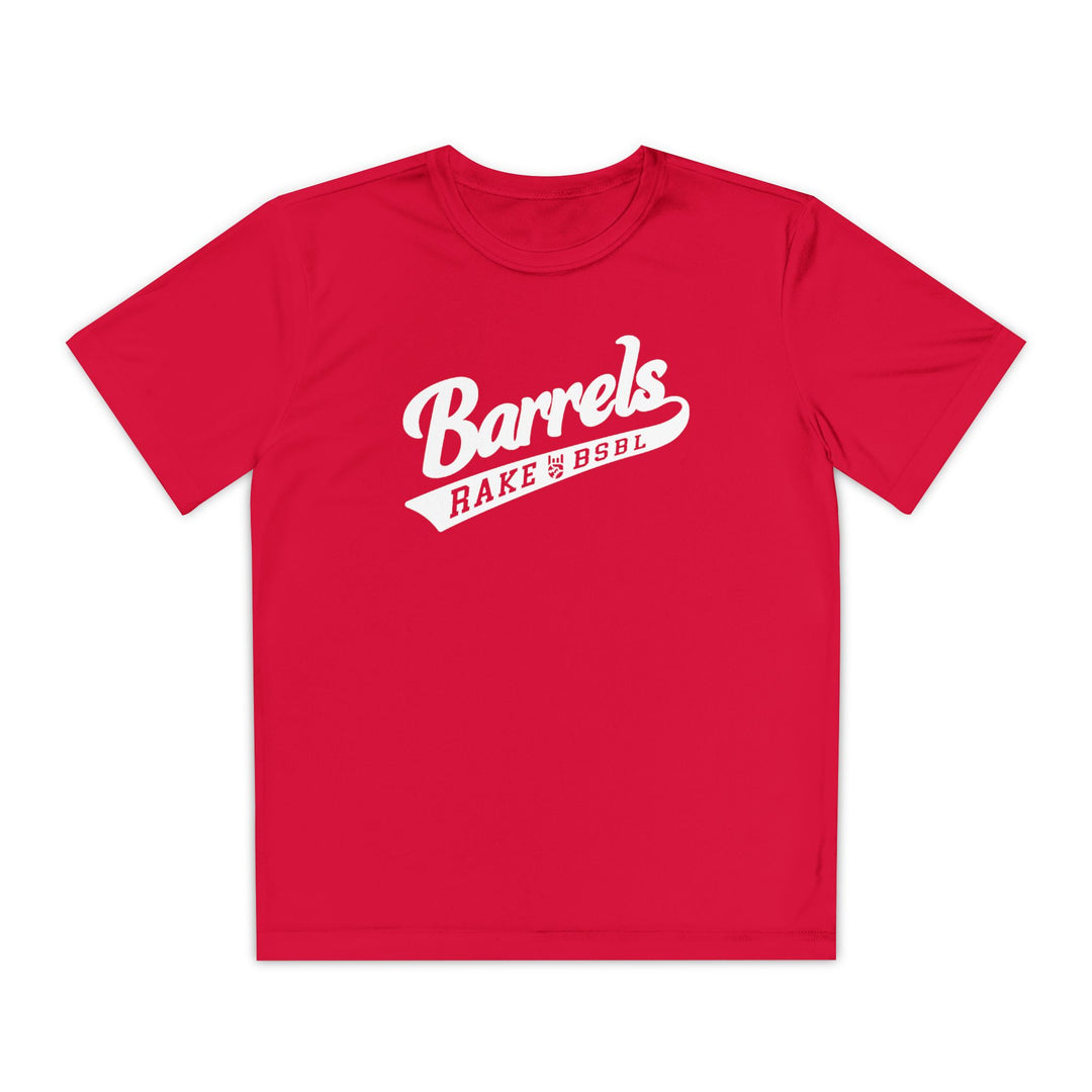 Kids Barrels Dry Fit Tee - Rake Baseball Company - RAKE BASEBALL | BASEBALL T-SHIRT | BASEBALL CLOTHING | GOOD VIBES ONLY