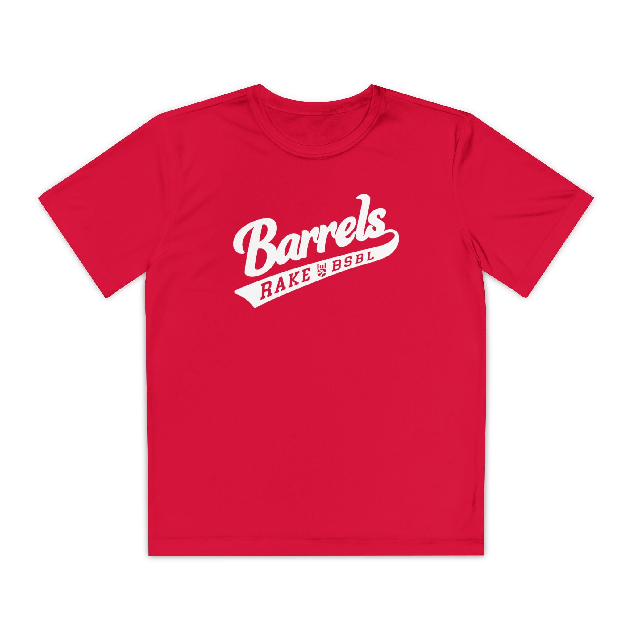Kids Barrels Dry Fit Tee - Rake Baseball Company - RAKE BASEBALL | BASEBALL T-SHIRT | BASEBALL CLOTHING | GOOD VIBES ONLY