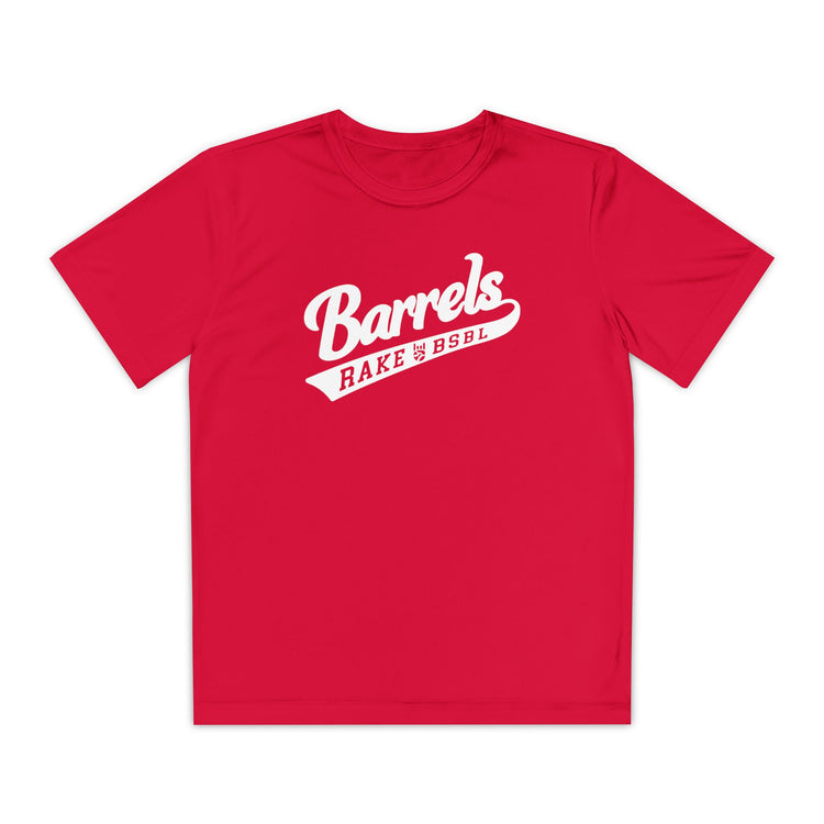 Kids Barrels Dry Fit Tee - Rake Baseball Company - RAKE BASEBALL | BASEBALL T-SHIRT | BASEBALL CLOTHING | GOOD VIBES ONLY