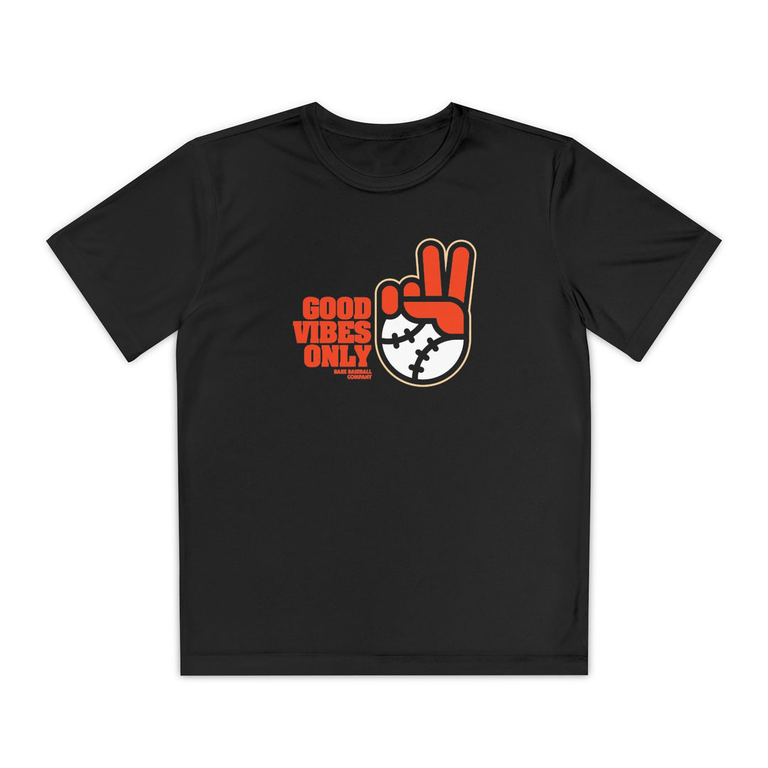 Kids Baltimore Inspired GVO Dry Fit Tee - Rake Baseball Company - RAKE BASEBALL | BASEBALL T-SHIRT | BASEBALL CLOTHING | GOOD VIBES ONLY