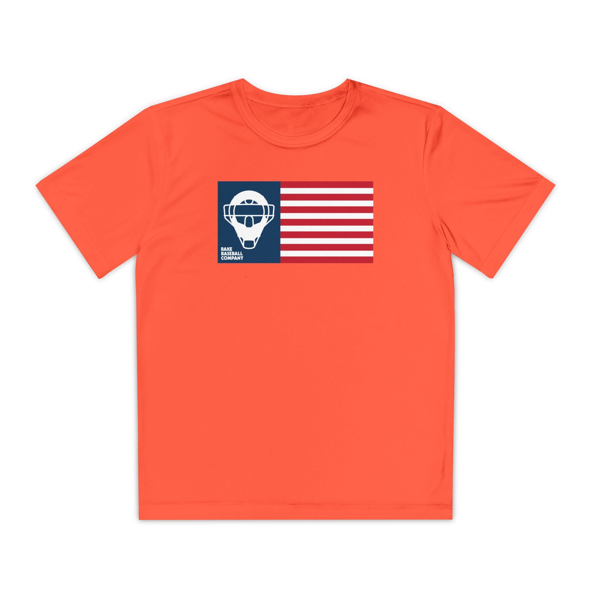 Kids Catcher's Mask Flag Dry Fit Tee - Rake Baseball Company - RAKE BASEBALL | BASEBALL T-SHIRT | BASEBALL CLOTHING | GOOD VIBES ONLY