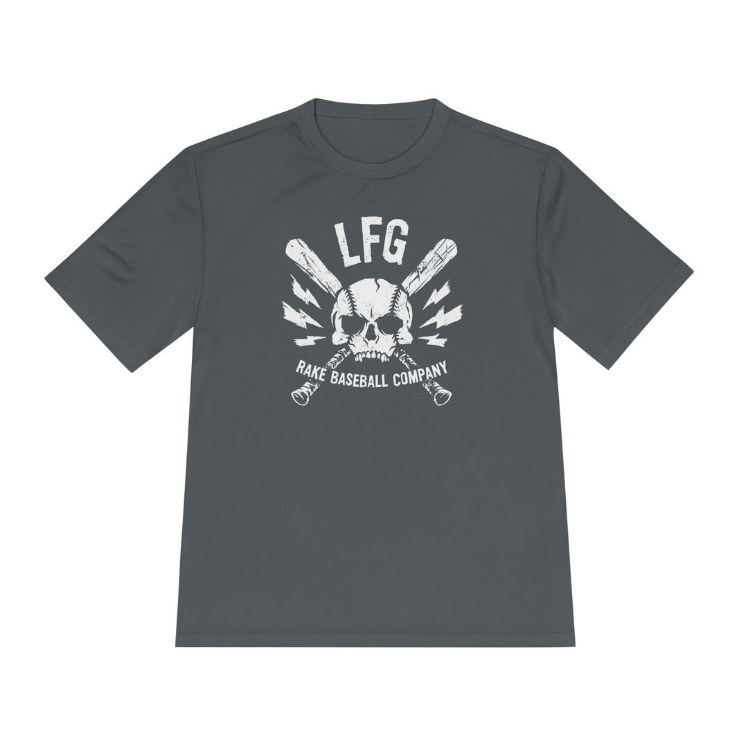 LFG Baseball Skull Dry Fit Tee - Rake Baseball Company - RAKE BASEBALL | BASEBALL T-SHIRT | BASEBALL CLOTHING | GOOD VIBES ONLY