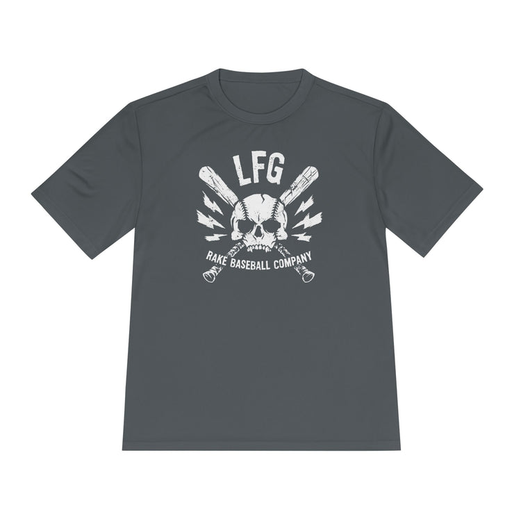 LFG Baseball Skull Dry Fit Tee - Rake Baseball Company - RAKE BASEBALL | BASEBALL T-SHIRT | BASEBALL CLOTHING | GOOD VIBES ONLY